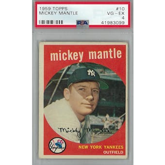 1959 Topps Baseball #10 Mickey Mantle PSA 4 (VG-EX) *3099 (Reed Buy)