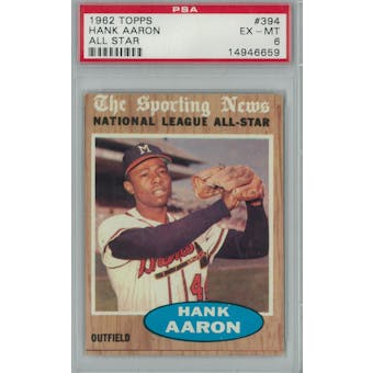 1962 Topps Baseball #394 Hank Aaron AS PSA 6 (EX-MT) *6659 (Reed Buy)
