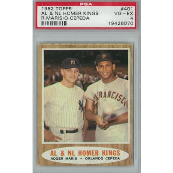 1962 Topps Baseball #401 AL & NL Homer Kings PSA 4 (VG-EX) *6070 (Reed Buy)