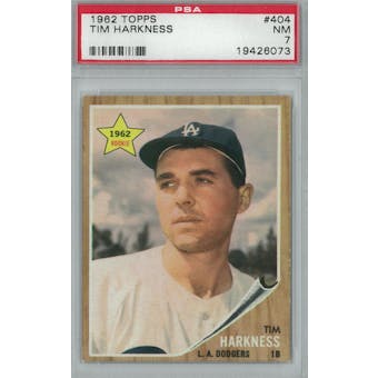 1962 Topps Baseball #404 Tim Harkness PSA 7 (NM) *6073 (Reed Buy)