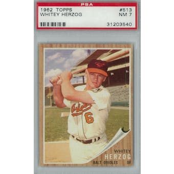 1962 Topps Baseball #513 Whitey Herzog PSA 7 (NM) *3540 (Reed Buy)