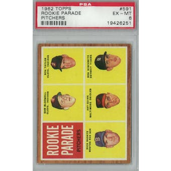 1962 Topps Baseball #591 Rookie Parade Sam McDowell RC PSA 6 (EX-MT) *6251 (Reed Buy)
