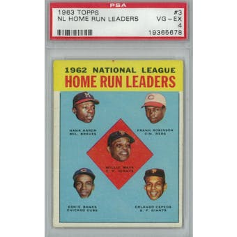 1963 Topps Baseball  #3 NL HR Leaders PSA 4 (VG-EX) *5678 (Reed Buy)