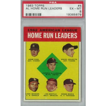 1963 Topps Baseball #4 AL HR Leaders PSA 6 (EX-MT) *5679 (Reed Buy)