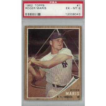 1962 Topps Baseball #1 Roger Maris PSA 6 (EX-MT) *8043 (Reed Buy)
