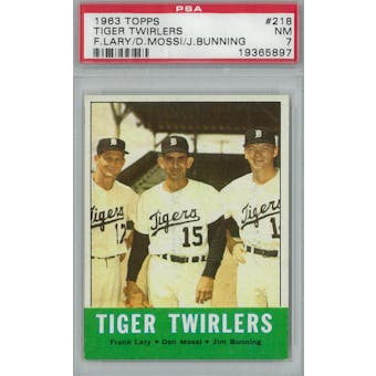 1963 Topps Baseball #218 Tiger Twirlers PSA 7 (NM) *5897 (Reed Buy)