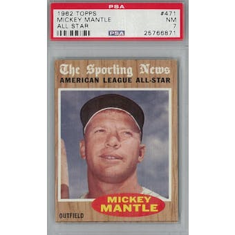 1962 Topps Baseball #471 Mickey Mantle AS PSA 7 (NM) *6871 (Reed Buy)