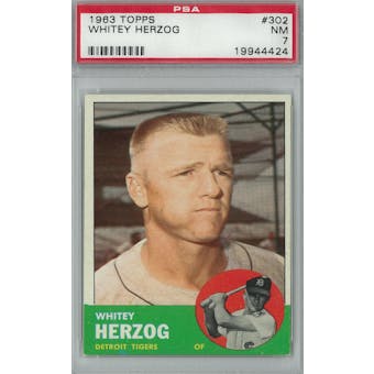 1963 Topps Baseball #302 Whitey Herzog PSA 7 (NM) *4424 (Reed Buy)