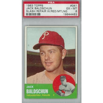 1963 Topps Baseball #341 Jack Baldschun Slash Repair PSA 6 (EX-MT) *4463 (Reed Buy)