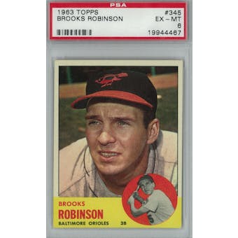 1963 Topps Baseball #345 Brooks Robinson PSA 6 (EX-MT) *4467 (Reed Buy)