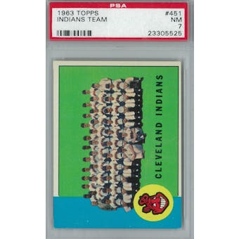 1963 Topps Baseball #451 Indians Team PSA 7 (NM) *5525 (Reed Buy)