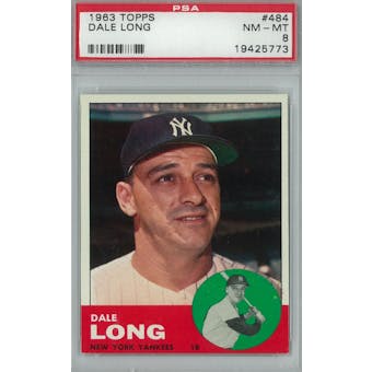 1963 Topps Baseball #484 Dale Long PSA 8 (NM-MT) *5773 (Reed Buy)