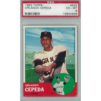 1963 Topps Baseball #520 Orlando Cepeda PSA 6 (EX-MT) *4638 (Reed Buy)