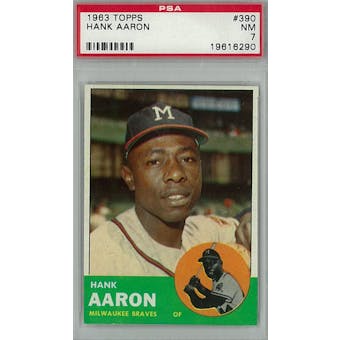 1963 Topps Baseball #390 Hank Aaron PSA 7 (NM) *6290 (Reed Buy)