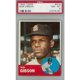1963 Topps Baseball #415 Bob Gibson PSA 8 (NM-MT) *6762 (Reed Buy)