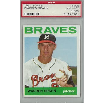 1964 Topps Baseball #400 Warren Spahn PSA 8OC (NM-MT) *3961 (Reed Buy)