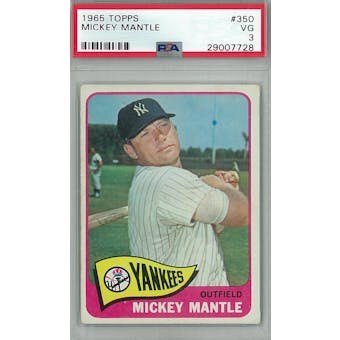 1965 Topps Baseball #350 Mickey Mantle PSA 3 (VG) *7728 (Reed Buy)