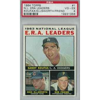 1964 Topps Baseball #1 NL ERA Leaders PSA 4 (VG-EX) *1356 (Reed Buy)