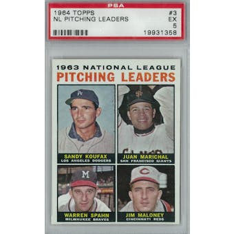 1964 Topps Baseball #3 NL Pitching Leaders PSA 5 (EX) *1358 (Reed Buy)
