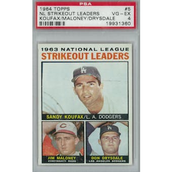 1964 Topps Baseball #5 NL Strikeout Leaders PSA 4 (VG-EX) *1360 (Reed Buy)