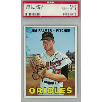 1967 Topps Baseball #475 Jim Palmer PSA 8 (NM-MT) *4576 (Reed Buy)