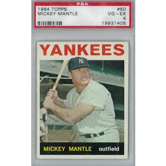 1964 Topps Baseball #50 Mickey Mantle PSA 4 (VG-EX) *1405 (Reed Buy)