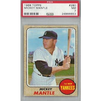 1968 Topps Baseball #280 Mickey Mantle PSA 7 (NM) *6653 (Reed Buy)