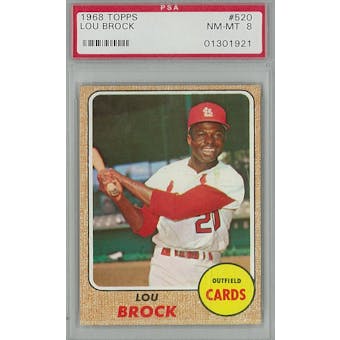 1968 Topps Baseball #520 Lou Brock PSA 8 (NM-MT) *1921 (Reed Buy)
