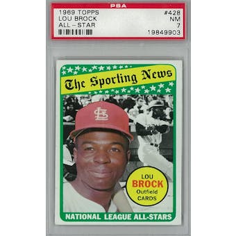 1969 Topps Baseball #428 Lou Brock AS PSA 7 (NM) *9903 (Reed Buy)