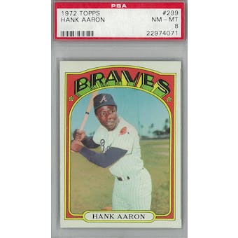 1972 Topps Baseball #299 Hank Aaron PSA 8 (NM-MT) *4071 (Reed Buy)