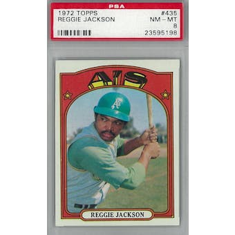 1972 Topps Baseball #435 Reggie Jackson PSA 8 (NM-MT) *5198 (Reed Buy)