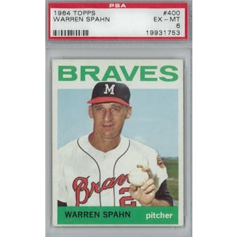 1964 Topps Baseball #400 Warren Spahn PSA 6 (EX-MT) *1753 (Reed Buy)