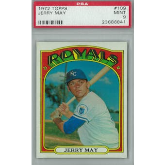 1972 Topps Baseball #109 Jerry May PSA 9 (Mint) *6841 (Reed Buy)