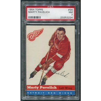 1954/55 Topps Hockey #34 Marty Pavelich PSA 7 (NM)