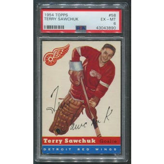 1954/55 Topps Hockey #58 Terry Sawchuk PSA 6 (EX-MT)