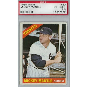 1966 Topps Baseball #50 Mickey Mantle PSA 4.5 (VG-EX+) *7762 (Reed Buy)