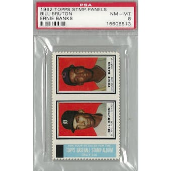 1962 Topps Stamp Panels Baseball Bill Bruton/Ernie Banks PSA 8 (NM-MT) *6513 (Reed Buy)