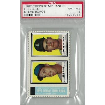 1962 Topps Stamp Panels Baseball Gus Bell/Steve Boros PSA 8 (NM-MT) *8083 (Reed Buy)