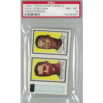 1962 Topps Stamp Panels Baseball Dick Donovan/Vada Pinson PSA 8 (NM-MT) *8087 (Reed Buy)