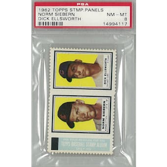 1962 Topps Stamp Panels Baseball Norm Siebern/Dick Ellsworth PSA 8 (NM/MT) *4117 (Reed Buy)