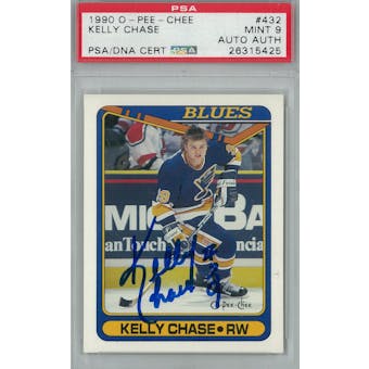 1990/91 O-Pee-Chee #432 Kelly Chase RC PSA 9 Auto AUTH *5425 (Reed Buy)