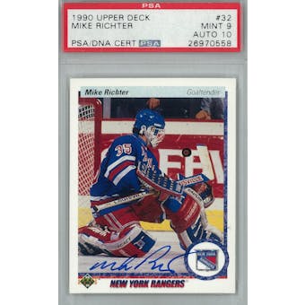 1990/91 Upper Deck #32 Mike Richter RC PSA 9 Auto 10 *0558 (Reed Buy)