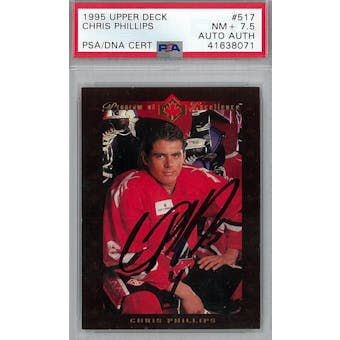 1995/96 Upper Deck #517 Chris Phillips RC PSA 7.5 Auto AUTH *8071 (Reed Buy)