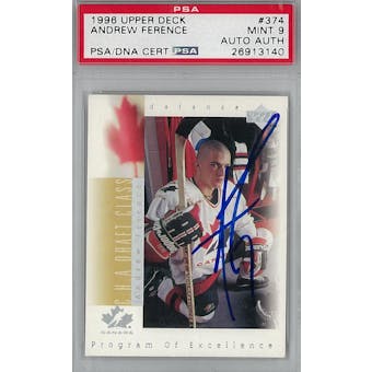 1996/97 Upper Deck #374 Andrew Ference RC PSA 9 Auto AUTH *3140 (Reed Buy)