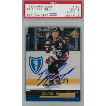 1999/00 Upper Deck #189 Brian Campbell RC PSA 9 Auto 10 *3135 (Reed Buy)