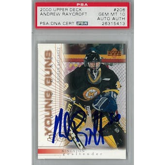 2000/01 Upper Deck #206 Andrew Raycroft Young Guns RC PSA 10 Auto AUTH *5413 (Reed Buy)