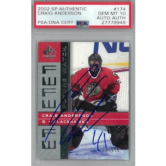 2002/03 Upper Deck SP Authentic #174 Craig Anderson RC PSA 10 Auto AUTH *9949 (Reed Buy)