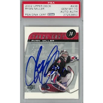 2002/03 Upper Deck #436 Ryan Miller Young Guns RC PSA 10 Auto AUTH *3850 (Reed Buy)