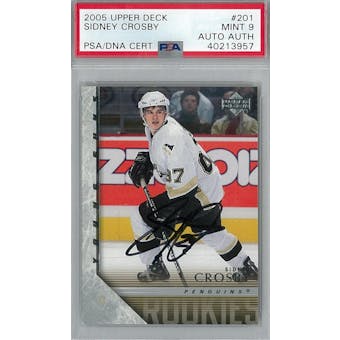2005/06 Upper Deck #201 Sidney Crosby Young Guns RC PSA 9 Auto AUTH *3957 (Reed Buy)