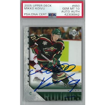 2005/06 Upper Deck #450 Mikko Koivu Young Guns RC PSA 10 Auto AUTH *6942 (Reed Buy)